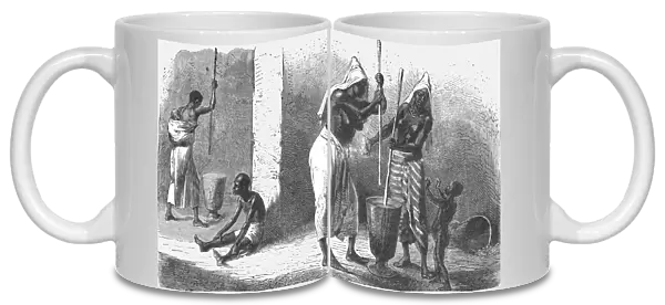 Women pounding Millet; Journey from the Senegal to the Niger, 1875. Creator: Unknown