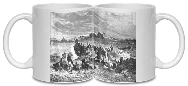 Ahmadou's Army crossing the Niger; Journey from the Senegal to the Niger, 1875. Creator: Unknown