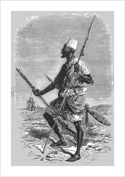 Talibe equipped for fighting; Journey from the Senegal to the Niger, 1875. Creator: Unknown