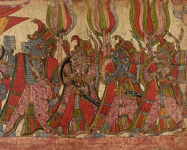 The Simian Generals in Procession, Scene from the Story of the Burning of Lanka... c1850. Creator: Unknown
