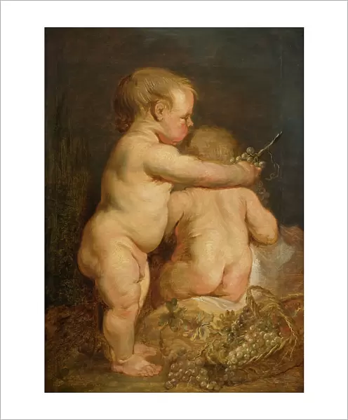 Two Naked Children with Grapes, early-mid 17th century. Creator: Workshop of Anthony van Dyck