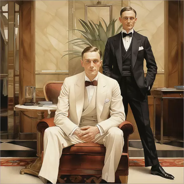 AI IMAGE - Illustration of two 1920s gentlemen, 2023. Creator: Heritage Images