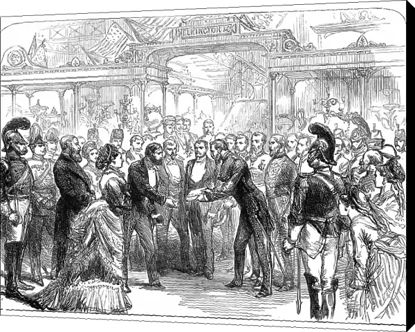 Opening of the American Centennial Exhibition: Colonel Sandford delivering...a Catalogue...1876. Creator: Melton Prior