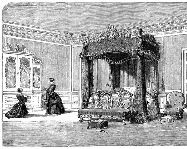 The Queen's Visit to Birmingham - Her Majesty's Bedroom, Stoneleigh Abbey, 1858. Creator: Unknown