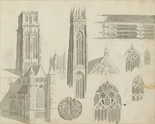 Church towers and tracery, 1822-1893. Creator: Willem Troost II