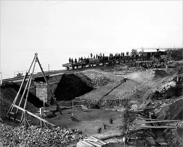 Drainage Work near a Railroad Bridge, 1900-1904. Creator: Unknown