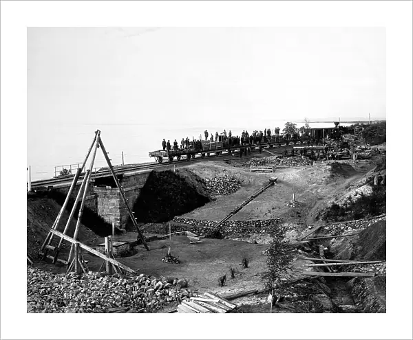 Drainage Work near a Railroad Bridge, 1900-1904. Creator: Unknown
