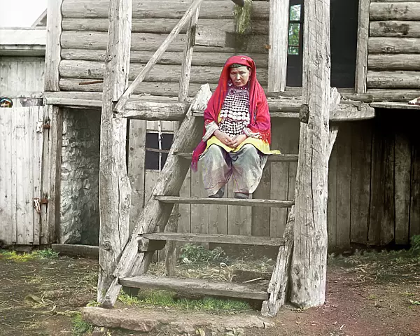 Bashkir woman in a folk costume, 1910. Creator: Sergey Mikhaylovich Prokudin-Gorsky
