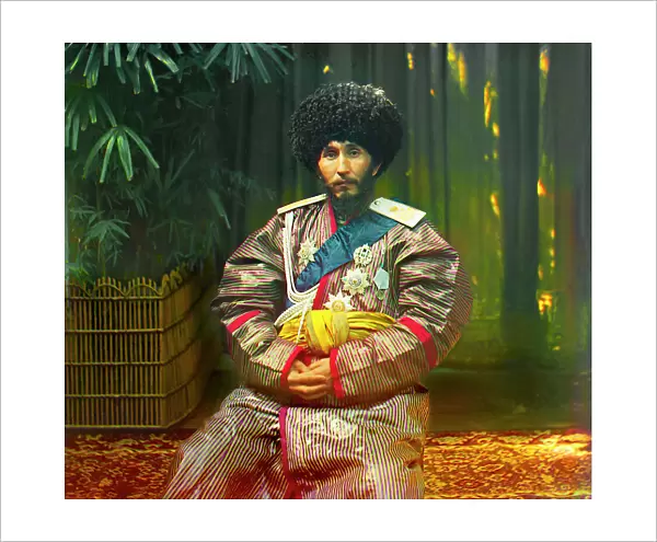 Isfandiyar, Khan of the Russian protectorate of Khorezm (Khiva), in uniform...between 1910 and 1915. Creator: Sergey Mikhaylovich Prokudin-Gorsky
