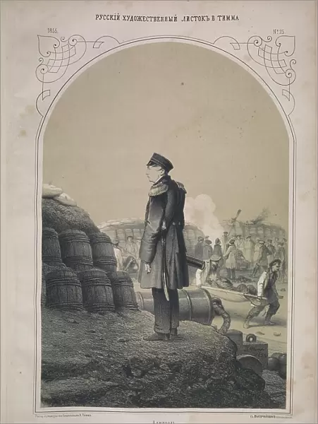 Admiral Pavel Nakhimov at the bastion, 1855. Creator: Timm, Wassili (George Wilhelm) (1820-1895)