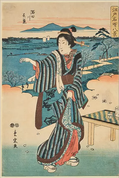 Sumidagawa hanazakiri (The Sumida River in Bloom), from the series: 'Edo meisho... 1851-1853. Creator: Hiroshige II. Utagawa (1826-1869). Sumidagawa hanazakiri (The Sumida River in Bloom), from the series: 'Edo meisho... 1851-1853