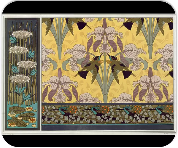 Dragonflies and water lilies. Hummingbirds and orchids, 1897. Creator: Verneuil, Maurice Pillard (1869-1942)