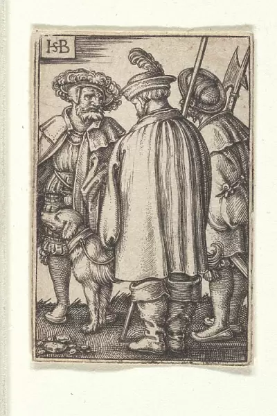 Three soldiers and a dog. Creator: Beham, Hans Sebald (1500-1550)