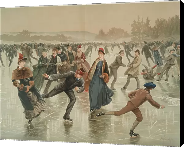 Ice skating, c.1880. Creator: Sandham, Henry (1842-1910)