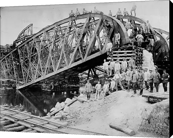 Germans rebuild bridge at Lemberg, between 1914 and c1915. Creator: Bain News Service