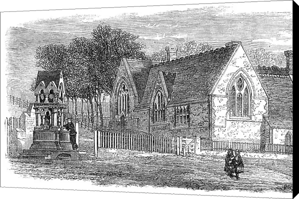 St. Mary's National Schools and new drinking-fountain at Chatham, 1864. Creator: Unknown