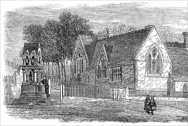 St. Mary's National Schools and new drinking-fountain at Chatham, 1864. Creator: Unknown