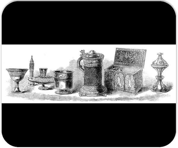 The Loan Collection, South-Kensington: Cups, tankard, casket, salt, 1862. Creator: Unknown