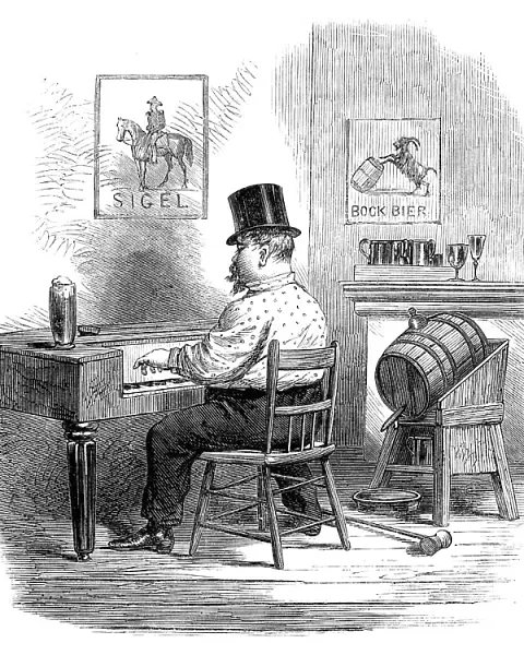 Sketches from New York: entertainment in a lager beer saloon, 1864. Creator: Unknown