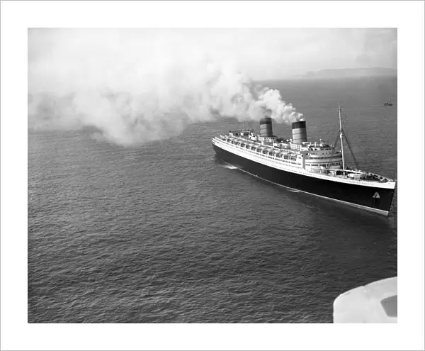 The Queen Elizabeth ocean liner at sea