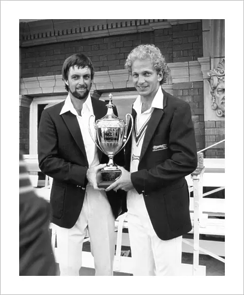 Peter Willey and David Gower with the Benson and Hedges trophy 1985