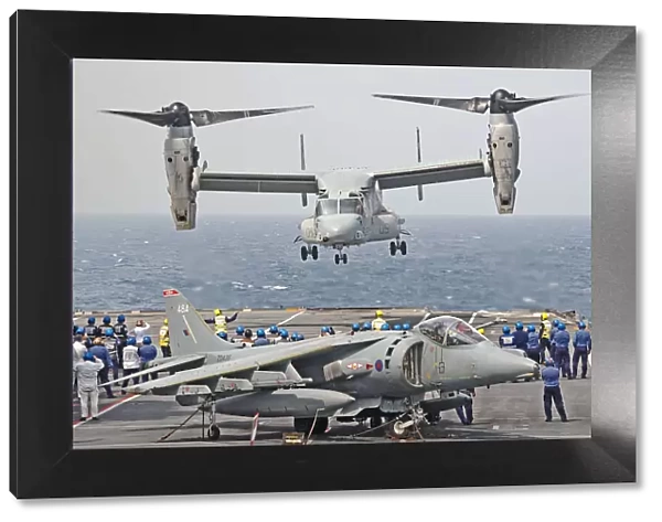 USMC Osprey Helicopter Lands Onboard HMS Ark Royal