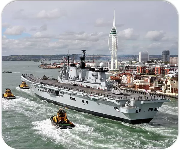 Royal Navy Aircraft Carrier HMS Illustrious Returns To Portsmouth Folllowing Refit