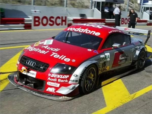 DTM. The damaged car of Peter Terting (GER),s line Audi Junior Team