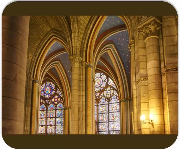 Gothic Arches In Cathedral Notre-Dame; Paris, France
