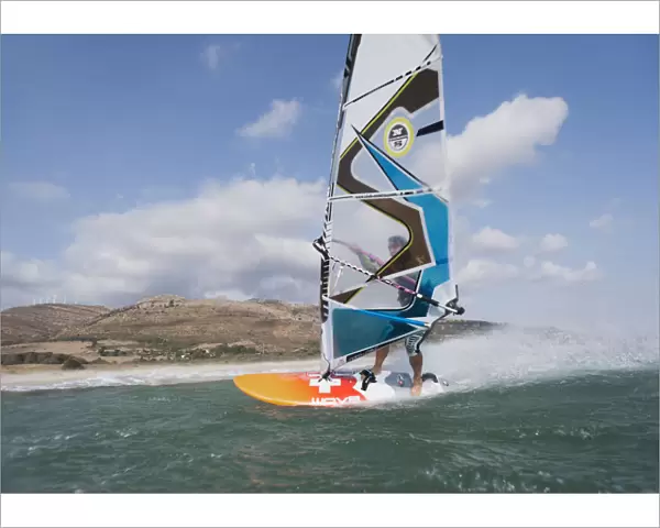 Windsurfer along the coast; tarifa cadiz andalusia spain