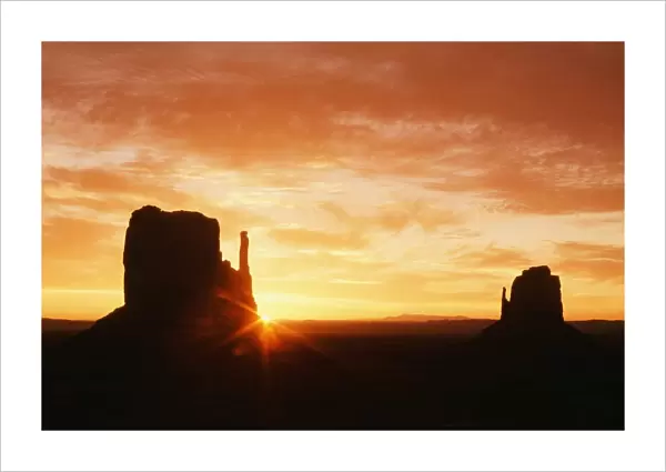 The Mittens At Sunrise, Monument Valley Navajo Tribal Park, Arizona, United States Of America