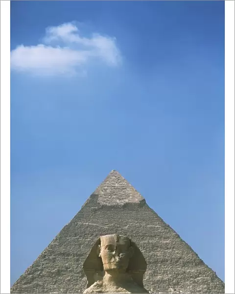 Sphinx In Front Of Pyramid Of Chephren