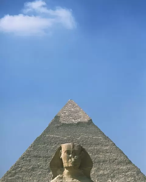 Sphinx In Front Of Pyramid Of Chephren