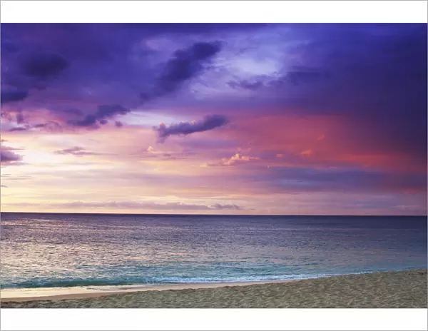USA, Hawaii, Oahu, Sunset On Beach; North Shore