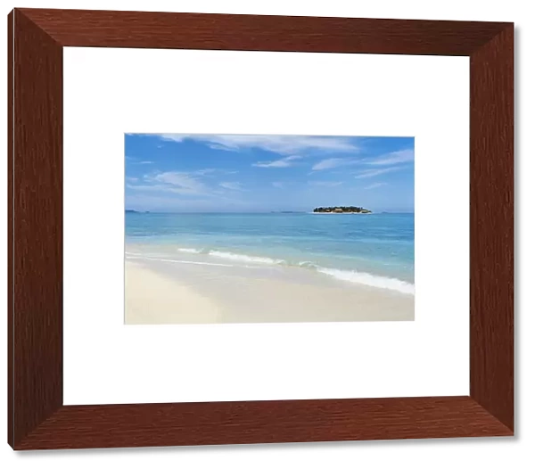 Fiji, White Sand Beach And Calm Blue Ocean Water; Beachcomber Island