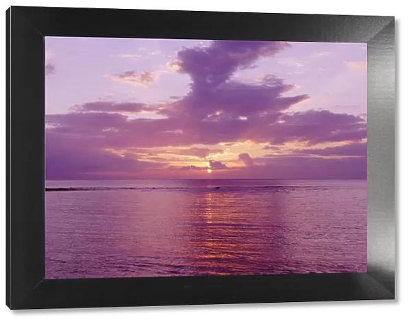USA, Hawaii, Purple Sunset Over Ocean; Maui, Kapalua Beach