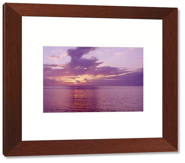 USA, Hawaii, Purple Sunset Over Ocean; Maui, Kapalua Beach