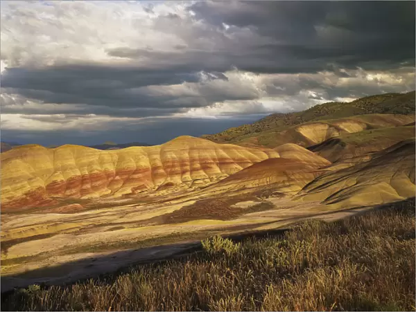 Evening Light Brightens The Ridges Of The Painted Hills Unit; Mitchell, Oregon, United States Of America