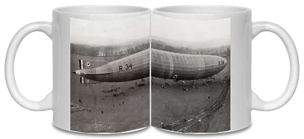 The R34 Rigid Airship. The First Aircraft To Make An East-To-West Crossing Of The Atlantic Ocean On 6 July 1919. From The Year 1919 Illustrated