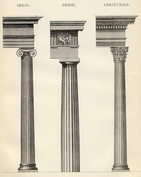 The Three Classical Orders Of Greek Architecture From The National Encyclopaedia Published By William Mackenzie London Late 19Th Century