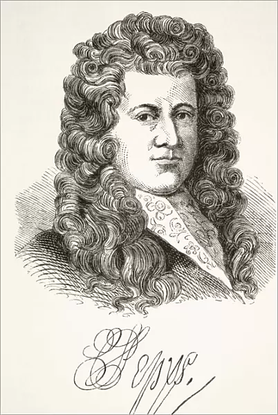 Samuel Pepys 1633 To 1703 English Diarist And Naval Administrator. Portrait And Signature. From The National And Domestic History Of England By William Aubrey Published London Circa 1890