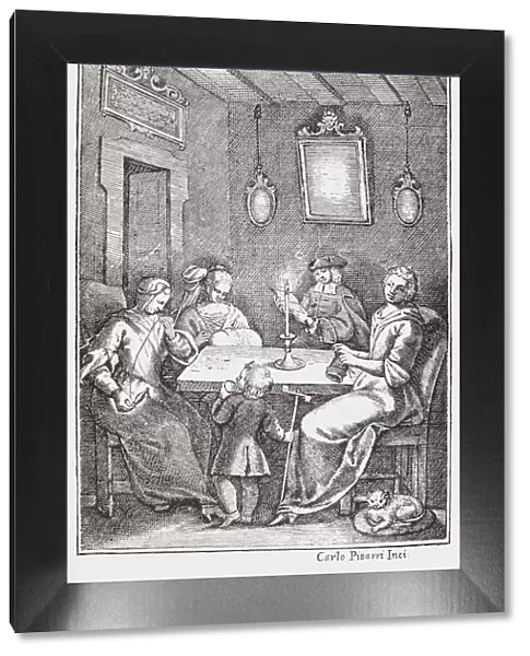 Frontspiece Of The 1742 Bolognese Edition Of The Pentamerone Of Giambattista Basile Showing The Chiaqlira Reading The Tales To A Sewing Party