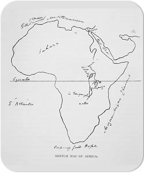 Burtons Sketch Map Of Africa. Sir Richard Francis Burton, 1821-1890 British Explorer, Translator, Writer, Soldier, Orientalist, Ethnologist, Linguist, Poet, Hypnotist, Fencer And Diplomat. From The Book The Life Of Captain Sir Richard Burton, Volume I, By His Wife Isabel Burton, Published 1893