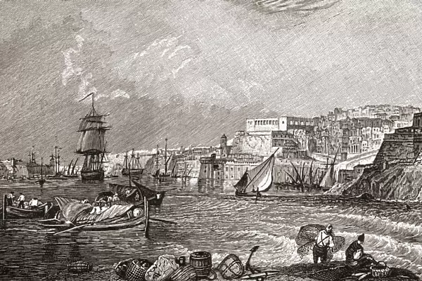 The Grand Harbour, Valetta, Malta After The Painting By Turner. From The Book Short History Of The English People By J. R. Green, Published London 1893