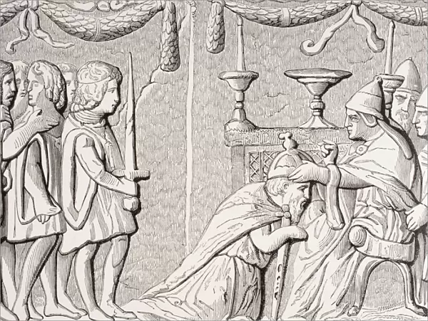 Coronation Of Emperor Sigismond By Pope Eugene Iv, In 1433. After A Bas-Relief On Bronze Door Of St Peter s, Rome. From Les Artes Au Moyen Age, Published Paris 1873
