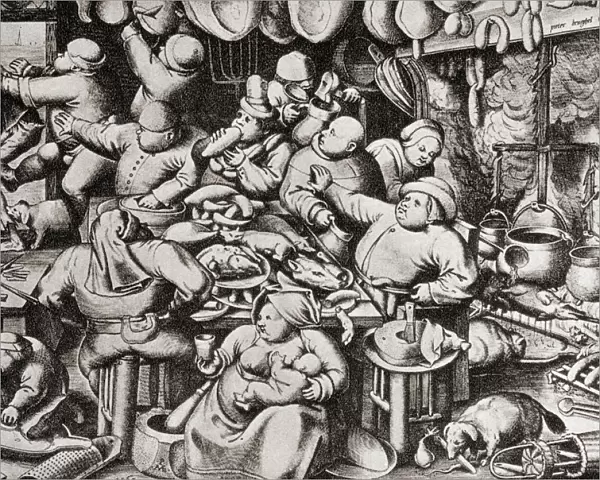 Beggar Being Thrown Out Of A Rich Mans Kitchen, In The 17Th Century. From Geschiedenis Van Nederland, Published 1936