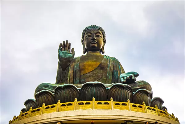 Tian Tan Buddha is a large bronze statue of Buddha Shakyamuni located in Ngong Ping, Lantau Island, Hong Kong; Hong Kong, New Territories, Hong Kong