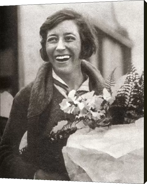 Amy Johnson CBE, 1903 - 1941. Pioneering English aviator, the first female pilot to fly alone from Britain to Australia. From These Tremendous Years, published 1938
