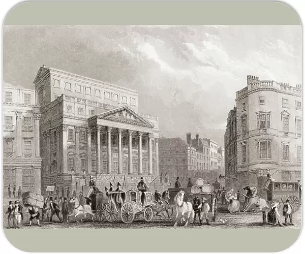 Mansion House, London, England, 19th century. From The History of London: Illustrated by Views in London and Westminster, published c. 1838