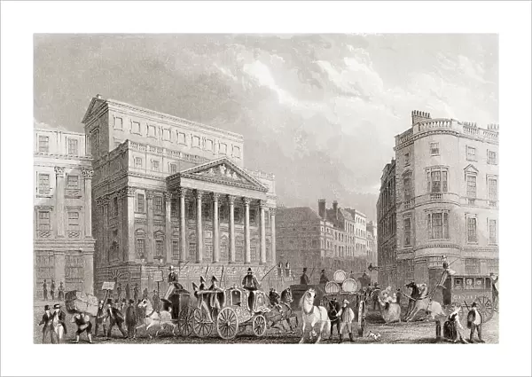 Mansion House, London, England, 19th century. From The History of London: Illustrated by Views in London and Westminster, published c. 1838
